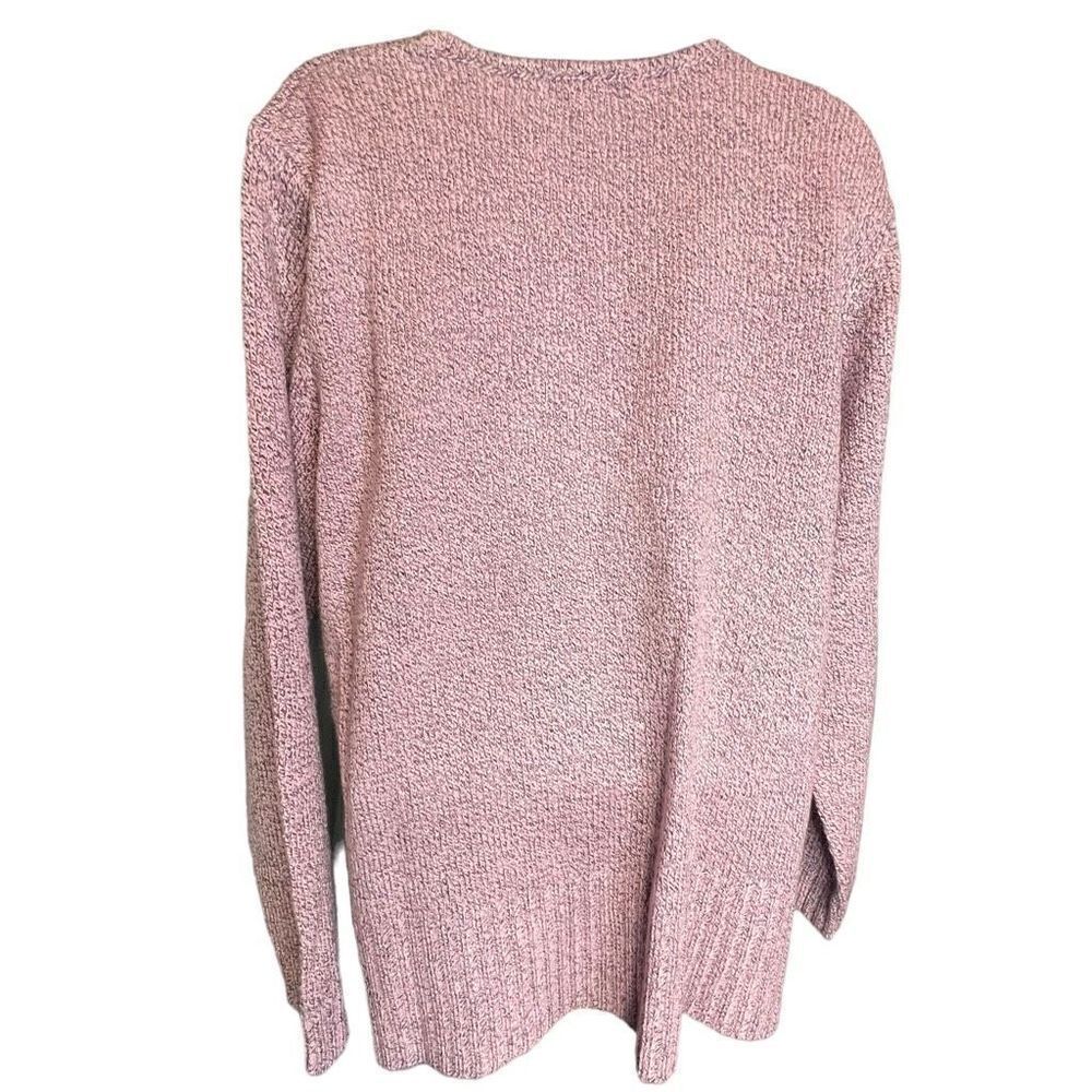 By Design Women's Knit V Neck Long Sleeve Pullover Sweater Heather pink Size 1X - Picture 2 of 9